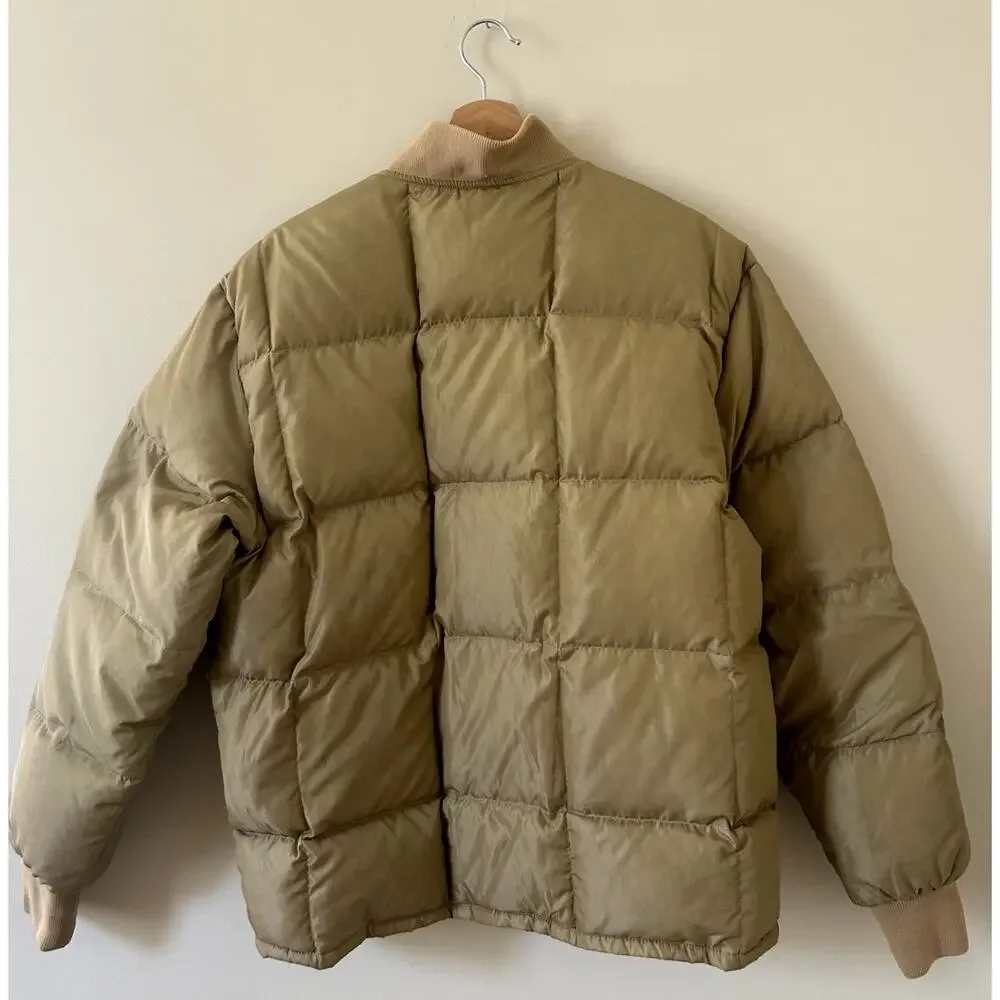 Vintage 90s Tan Cabela's Goose Down Quilted Puffer Coat Hunting Men's Large